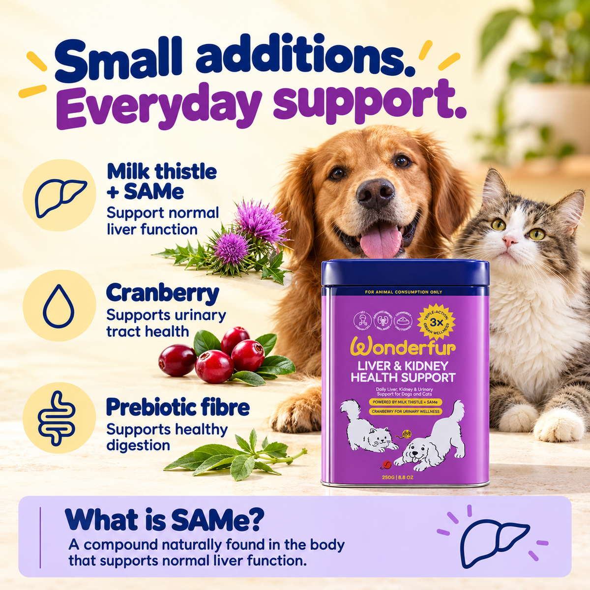 Wonderfur Liver & Kidney Health Powder for Dogs & Cats  250g