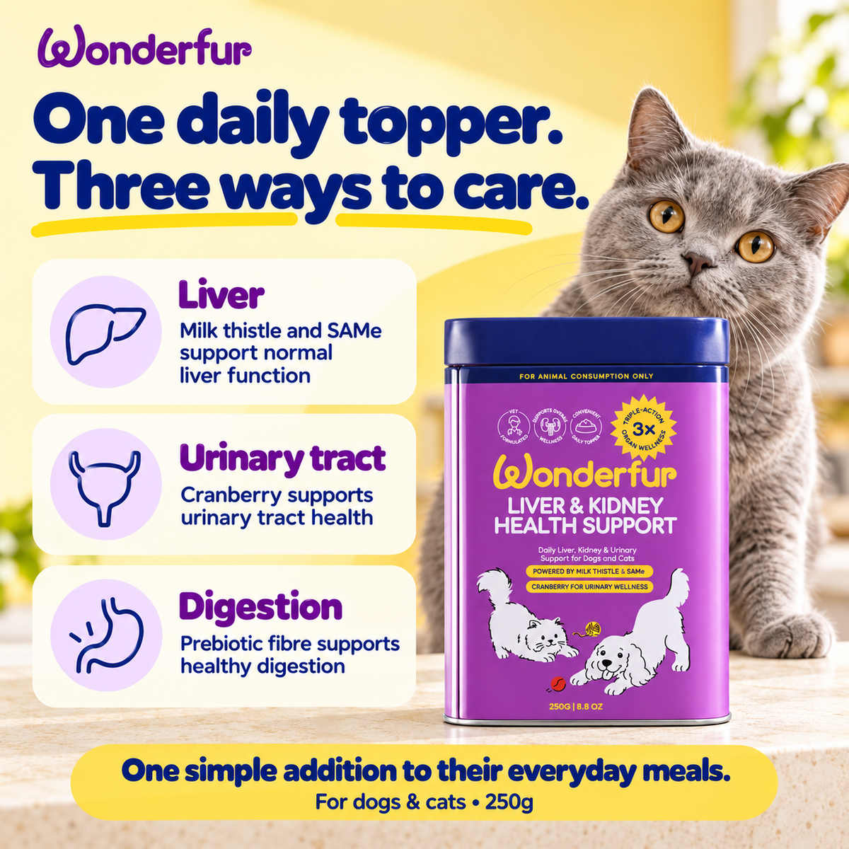 Wonderfur Liver & Kidney Health Powder for Dogs & Cats  250g
